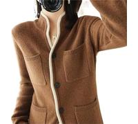 VATIVA Pull en 100 % cachemire pour femme - Automne/hiver - Col montant - Cardigan décontracté, Couleur : caramel, S - M