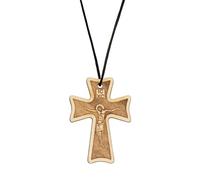 VATOPEDI MONASTERY Collier Croix Byzantine en Bois avec Cordon du Mont Athos - Pendentif Croix orthodoxe en hêtre Fait Main, Collier Religieux chrétien pour la prière et Un Usage Quotidien