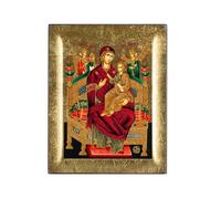 VATOPEDI MONASTERY MOUNT ATHOS Panagia Pantanassa 17ème siècle Icône religieuse miraculeuse en bois gaufré sur fond doré du Mont Athos (13 x 10 cm)