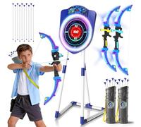 VATOS 2 Arcs et Flèches LED pour Enfants avec Comptage Automatique, Set de Tir à l’Arc Lumineux avec 10 Flèches, Cible LED, Jouet d’Intérieur et d’Extérieur pour Garçons et Filles de 5 à 12 Ans