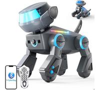 VATOS Chien Robot Interactif Bluetooth avec Lumières LED Multicolores, Programmable, Jouet Intelligent STEM pour Enfants 3+ans Gris