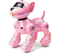 VATOS Chien Robot Interactif Enfant 17 Fonctions, 100 Actions Programmables, 2 Batterie Rechargeable, Rose , Jouet 3+ Ans