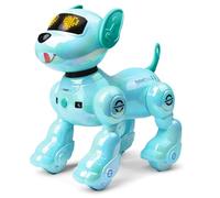 VATOS Chien Robot Rechargeable pour Enfants, Chien Robotisé Télécommandé, Programmable, 17 Fonctions Interactives et Volume Réglable, Jouet Robot Chiot Chantant et Dansant Cadeau pour Enfants, Blue