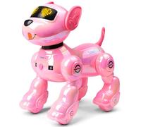 VATOS Chien Robot Rechargeable pour Enfants, Chien Robotisé Télécommandé, Programmable, 17 Fonctions Interactives et Volume Réglable, Jouet Robot Chiot Chantant et Dansant Cadeau pour Enfants, Rose