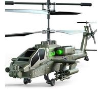 VATOS Hélicoptère Télécommandé 2.4G avec 2 Piles et Lumière LED avec Fonction de Décollage à Une Touche, Hélicoptère RC D'intérieur de Série Militaire Jouets pour Garçons ou Débutants âgés de 14+
