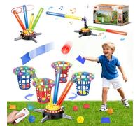 VATOS Jeu de Lancer 3 en 1 Sacs et Anneaux, Sauts Musicaux pour Enfants, Base Tournante Électrique avec Télécommande, Lumières, Jeu de Sport Intérieur/Extérieur pour Jardin pour Filles et Garçons 3+