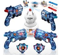 VATOS Kit laser rechargeable avec projecteur, pistolet jouet à 2 joueurs avec projecteur et affichage numérique des points LED, jeux de tir avec 3 objectifs, jouet familial parfait pour les enfants