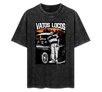 Vatos Locos Original Low Rider Men's T-Shirt Unisex Black Cotton Print Tee Shirts XL