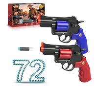 VATOS Lot de 2 pistolets revolver en mousse avec 72 balles souples, modèle éducatif pour garçons et filles, enfants de 10 ans et plus