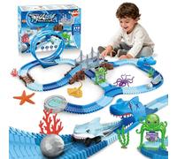 VATOS Lot de 219 jouets de course de requin flexibles avec boucles à 360 °, voiture de requin électrique, jouet d'anniversaire pour garçons et filles à partir de 3 à 8 ans