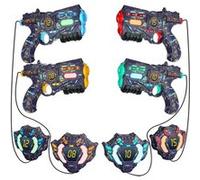 Pistolets Laser Rechargeables - Set de 4 Pistolets et 4 Gilets avec Lumière Lumineuse, Synchronisation des Données en Temps Réel, Jeu pour Enfants et