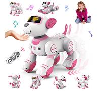 VATOS Robic Dog Toy Télécommande pour enfants - Jouet interactif tactile et suivi 17 fonctions Robic Dog, programmable Smart Walking Intelligent Dancing RC Puppy Robot Jouets pour filles de 3 à 12 ans