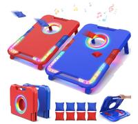 Vatos Set de Cornhole Portable avec Lumières LED & Effets Sonores, Compteur de Points, Pliable - 2 Planches & 8 Sacs pour Jardin, Camping, Fêtes Avant-Match, Jeu Extérieur pour Enfants et Adultes