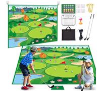 Vatos Tapis d'entraînement de Golf avec 2 Clubs, 6 X 6 FT Tapis d'entraînement de Golf pour l'intérieur et l'extérieur pour Les Enfants et la Famille, Tapis de Frappe de Golf avec 20 balles
