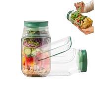 Vatpulk Salad Jar - Salad Pod Mason Jar Side Open with Leakproof Dressing Compartment, Microwave/Dishwasher/Freezer Safe for Meal Prep & Travel