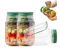 Vatpulk Salad Jar - Salad Pod Mason Jar Side Open with Leakproof Dressing Compartment, Microwave/Dishwasher/Freezer Safe for Meal Prep & Travel