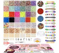 Vatzon Perles d'argile - Le kit de fabrication de bracelets en perles d'argile comprend tout ce dont vous avez besoin pour fabriquer votre bracelet d'amitié, 6380 pièces