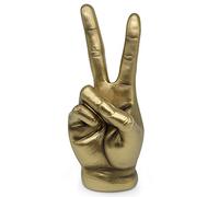 Vaudagio Golden Peace Sign Decor - Sculpture Moderne de Main de Victoire en Or - Statue de Main de Paix en résine pour Bureau et Salon - Figurine de Doigt comme Symbole de Paix - Décoration de Geste
