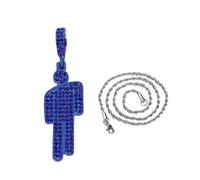 Vauki 1 collier humain avec diamants colorés - Collier créatif en acier inoxydable - Collier amusant avec pendentif méchant - Chaîne en zircone brillante - Accessoires hip hop tendance