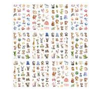 Vauki 12 Pièces Animaux Pailletés Autocollant, Feuilles Autocollants Animaux, Imperméable en Vinyle, Gommettes Stickers Avec Effet Pailleté, Scrapbooking pour Album Artisanat Bricolage