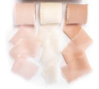 Vauki 3 Rouleaux Ruban Satin 4 cm × 5 m, Bolduc Décoratif Crème Blanc Rose Clair Rose Foncé, Ruban Soie Polyvalent pour Emballage Cadeau Mariage Bouquet Décoration Élégant Résistant