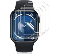 Vauki 4 Pièces Protection Écran pour Apple Watch Series 9/8/7 45mm Verre Trempé,Anti-Rayures HD Transparent Sans Bulles Silicone Ultra-Mince TPU Souple Film Protecteur Installation Facile