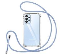 Vauki Collier Coque pour Samsung Galaxy A23 5G avec Cordon, Transparent Silicone Protection Étui Housse Lanyard avec Sangle Réglable Chaîne Case pour Samsung A23 5G, Lilas