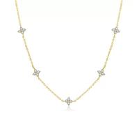 Vauki Collier en or plaqué or 14 carats avec trèfle à quatre feuilles en zircone cubique, hypoallergénique, collier ras du cou, collier de déclaration, collier de déclaration, bijoux fantaisie, cadeau