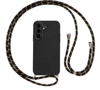 Vauki Coque avec Cordon pour Samsung Galaxy A27,Protection Antichoc Collier Lanière,Étui Housse Portable Lanyard Case pour Samsung A27 6.7" Arrière Translucide Givrée Anti-Traces de Doigts,Or Noir