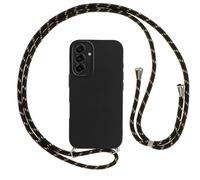 Vauki Coque avec Cordon pour Samsung Galaxy S25 FE,Protection Antichoc Collier Lanière,Étui Housse Portable Lanyard Case pour Samsung S25FE 6.7"Arrière Translucide Givrée Anti-Traces de Doigts,Or Noir