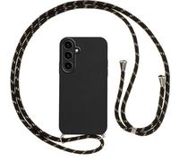 Vauki Coque avec Cordon pour Samsung Galaxy S26,Protection Antichoc Collier Lanière,Étui Housse Portable Lanyard Case pour Samsung S26 6.3" Arrière Translucide Givrée Anti-Traces de Doigts,Or Noir