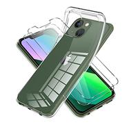 Vauki Coque pour iPhone 13 Mini avec Verre Trempé Protection écran 2 Pièces,Housse Etui Silicone TPU Souple Transparente Film Protection,Antichoc Case pour iPhone 13mini 5.4"