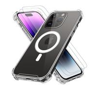 Vauki Coque pour iPhone 13 Pro Max Compatible avec MagSafe avec 2 Verre Trempé Etui Transparente Con Cercle Magnétique Silicone TPU Cover Magnet Antichoc pour iPhone 13 Pro Max 6.7"