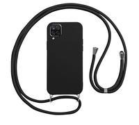 Vauki Coque pour Samsung Galaxy A12/M12/A12 Nacho avec Cordon,Etui Silicone Souple Antichoc Housse avec Collier Bandoulière Chaîne Lanière,Téléphone Étui Case Cover de Protection pour A12 Nacho,Noir