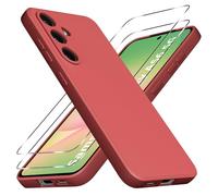 Vauki Coque pour Samsung Galaxy A56 5G, avec 2 Pièces Verre Trempé, Housse Etui Silicone TPU Souple Liquide, Protection intégrale Très Mince et Antichoc Anti-Rayures, Bordeaux