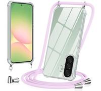 Vauki Coque pour Samsung Galaxy A57 avec Cordon de Collier, Silicone Transparent TPU+PC Bumper Protection Étui Lanyard avec Sangle Réglable Chaîne Case pour Samsung Galaxy A57, Violet
