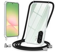 Vauki Coque pour Samsung Galaxy A57 avec Cordon de Collier, Silicone Transparent TPU+PC Bumper Protection Étui Lanyard avec Sangle Réglable Chaîne Case pour Samsung Galaxy A57, Noir