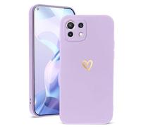 Vauki Coque pour Xiaomi 11 Lite 5G NE/Mi 11 Lite 4G/5G 6.55", Etui Fille avec Or Motif Coeur Souple TPU Silicone Antichoc Anti-Rayures Housse Protection Case Compatible avec Xiaomi 11 Lite, Violet