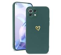 Vauki Coque pour Xiaomi 11 Lite 5G NE/Mi 11 Lite 4G/5G 6.55", Etui Fille avec Or Motif Coeur Souple TPU Silicone Antichoc Anti-Rayures Housse Protection Case Compatible avec Xiaomi 11 Lite, Vert