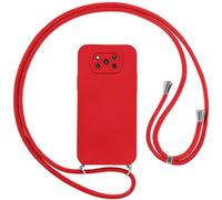 Vauki Coque pour Xiaomi Poco X3 NFC/X3/X3 Pro avec Cordon, Etui avec Collier - Tour de Cou Lanière en Corde - Silicone Housse avec Réglable Chaine pour Xiaomi Poco X3 NFC/X3 Pro, Bandouliere - Rouge