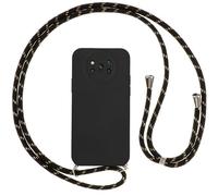 Vauki Coque pour Xiaomi Poco X3 NFC/X3/X3 Pro avec Cordon, Etui avec Collier - Tour de Cou Lanière en Corde - Silicone Housse avec Réglable Chaine pour Xiaomi Poco X3 NFC/X3 Pro, Bandouliere - Noir