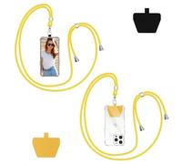 Vauki Cordon Telephone Portable, avec 2 Patchs, Sangle Universelle Collier de Longe, Tour de Cou Téléphone Réglable et Détachable, Compatible avec la Plupart des Coques de Téléphone (Jaune)