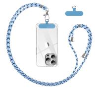 Vauki Cordon Tour de Cou Universelle Téléphone Portable avec Patch, Bleu | Réglable Amovible en Nylon Collier Lanière Corde en Bandoulière Chaine Sangle Compatibles avec Plupart des Smartphones Case