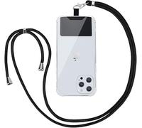 Vauki Cordon Tour de Cou Universelle Téléphone Portable avec Patch, Noir | Réglable Amovible en Nylon Collier Lanière Corde en Bandoulière Chaine Sangle Compatibles avec Plupart des Smartphones Case