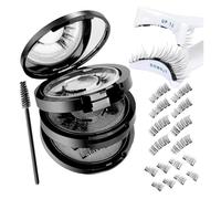 Vauki Lot de 4 paires de cils magnétiques naturels à 3 niveaux, demi-cils pleins et naturels avec brosse et applicateur, réutilisables, sans colle ni eye-liner, aimants puissants et étanches