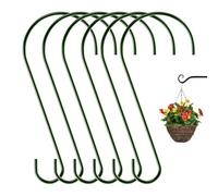 Vauki Lot de 6 crochets en métal extra longs en forme de S de 30 cm pour suspendre des plantes - Grand crochet de branche d'arbre - Pour nourriture pour oiseaux sauvages - Vert foncé - Pour suspension