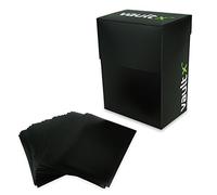 Vault X Boîte Deck Box pour Cartes à Collectionner et 100 Protèges-Cartes Noirs, Convient pour 80+ Cartes Protégées, Petit Format Standard, Boîte de Rangement, pour le Jeu MTG Commander, TCG (Noir)