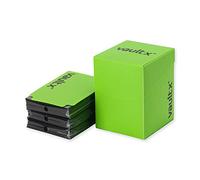 Vault X Boîte Deck Box pour Cartes à Collectionner et 150 Protèges-Cartes Noirs, Convient pour 100+ Cartes Protégées, Grand Format Standard, Boîte de Rangement, pour le Jeu MTG Commander, TCG (Vert)