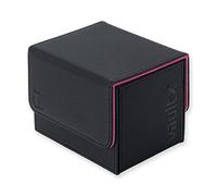 Vault X Boîte Ouverture latérale modulaire Exo-Tec pour plus de 100 cartes JCC, couvercle magnétique amovible, compatible avec les cartes Commander et Standard (Noir/Rose Electrique)