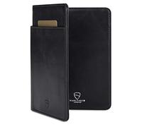 Vaultskin Housse Passeport en Cuir - Porte-Passeport RFID avec Compartiments Cartes et Organiseur de Voyage, Étui Passeport Fin et Élégant pour Déplacements (Noir, Kensington)